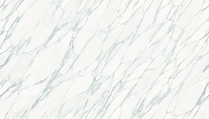 Une surface de marbre blanc avec des veines grises subtiles crée un look serein et sophistiqué