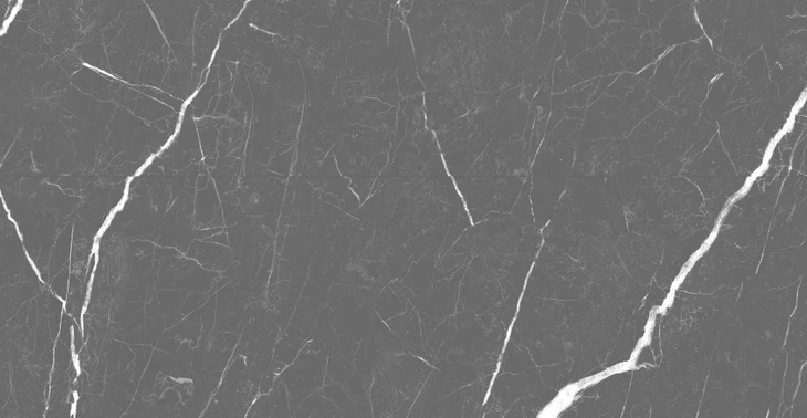 Surface en marbre gris anthracite avec veines blanches naturelles créant un motif organique élégant