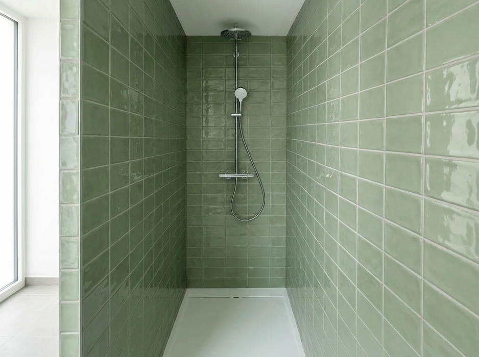Douche à l'italienne avec receveur blanc encastré