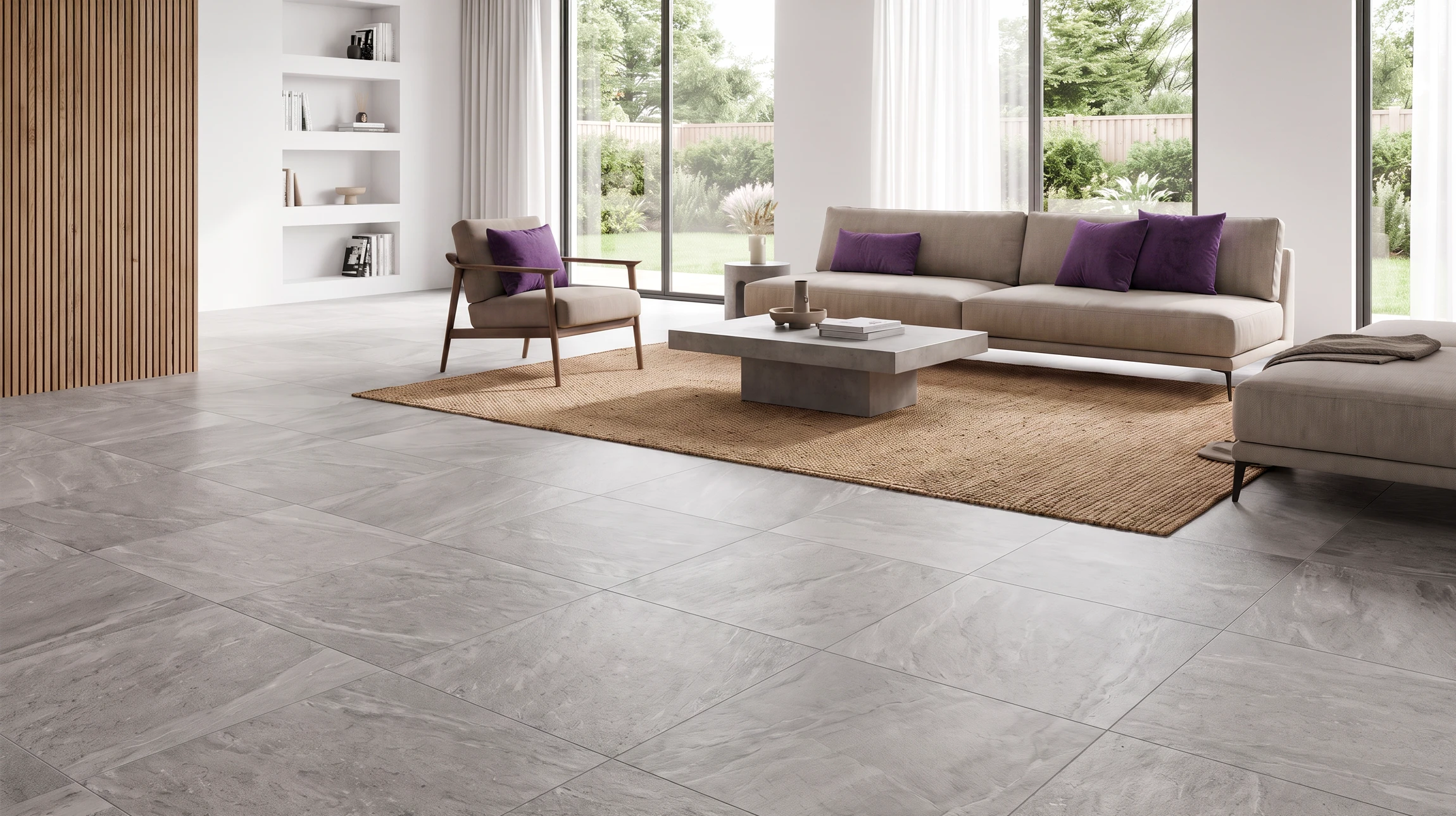 Intérieur, main d'une personne appliquant du mortier ou enduit sur une surface béton avec une taloche blanche